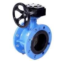 PN10 PN16 DI body DI Nickel plate disc SS410 shaft NBR seat 16" DN400 Double flanged butterfly valve with Gear box handwheel