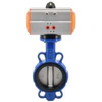 AWWA C504 150LB PN16 wafer type pneumatic actuators control butterfly valve