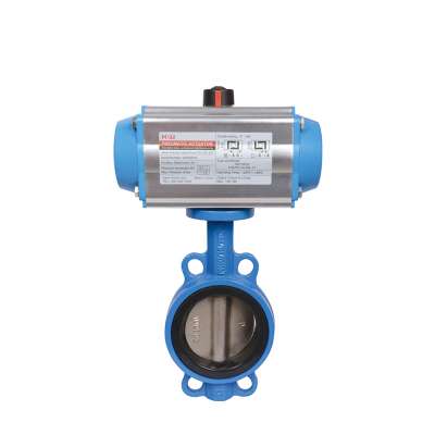 DN150 DN50 DN250 DN200 10 inch Soft Seat Pneumatic Actuated Ductile Cast Iron Wafer Type Butterfly Valve