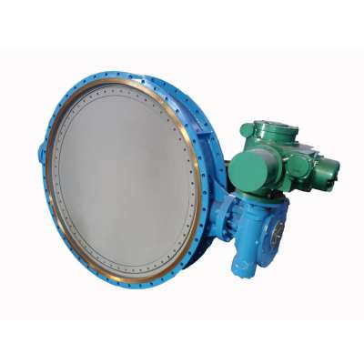 Ductile Iron Double Flange hard seal Triple  Offset Butterfly Valve with Gear Operation